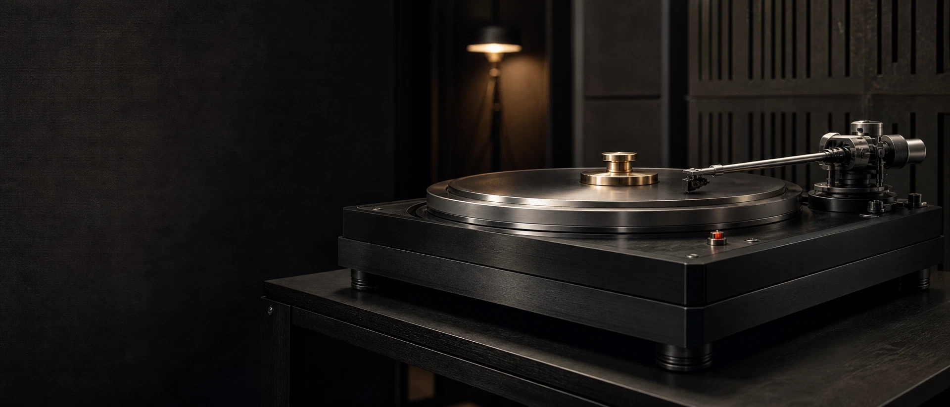 Professional transcription turntable in a recording studio