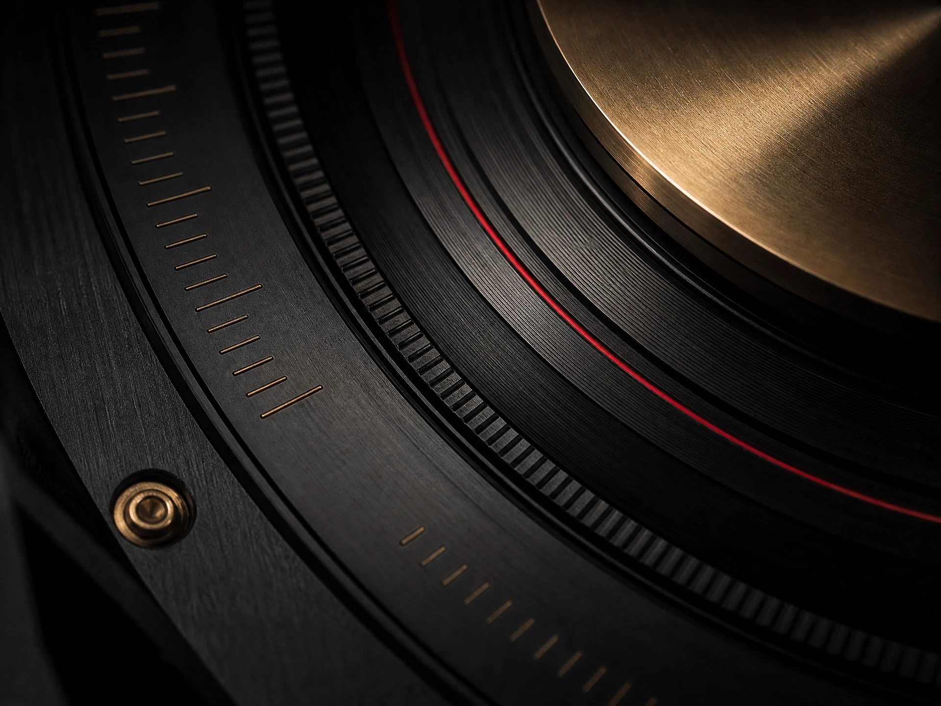 Close-up of precision-machined audio equipment details